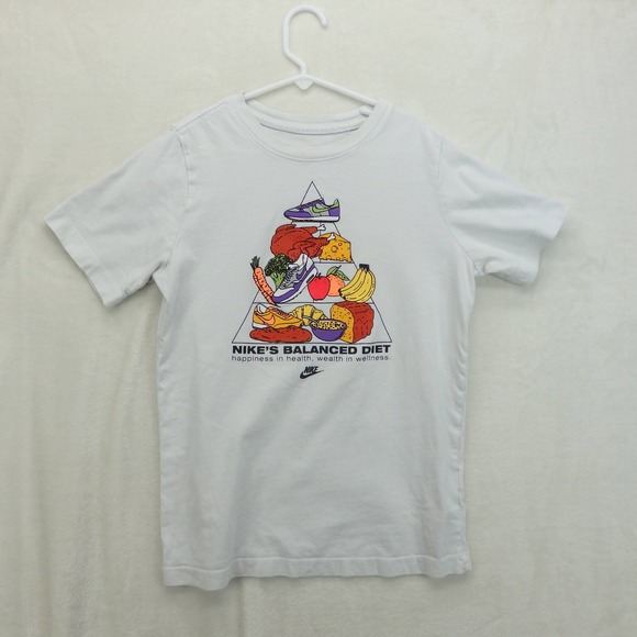 Nike Other - Nike Men's White Youth Balanced Diet Sneakers Food Shirt Youth Large DQ3888-100